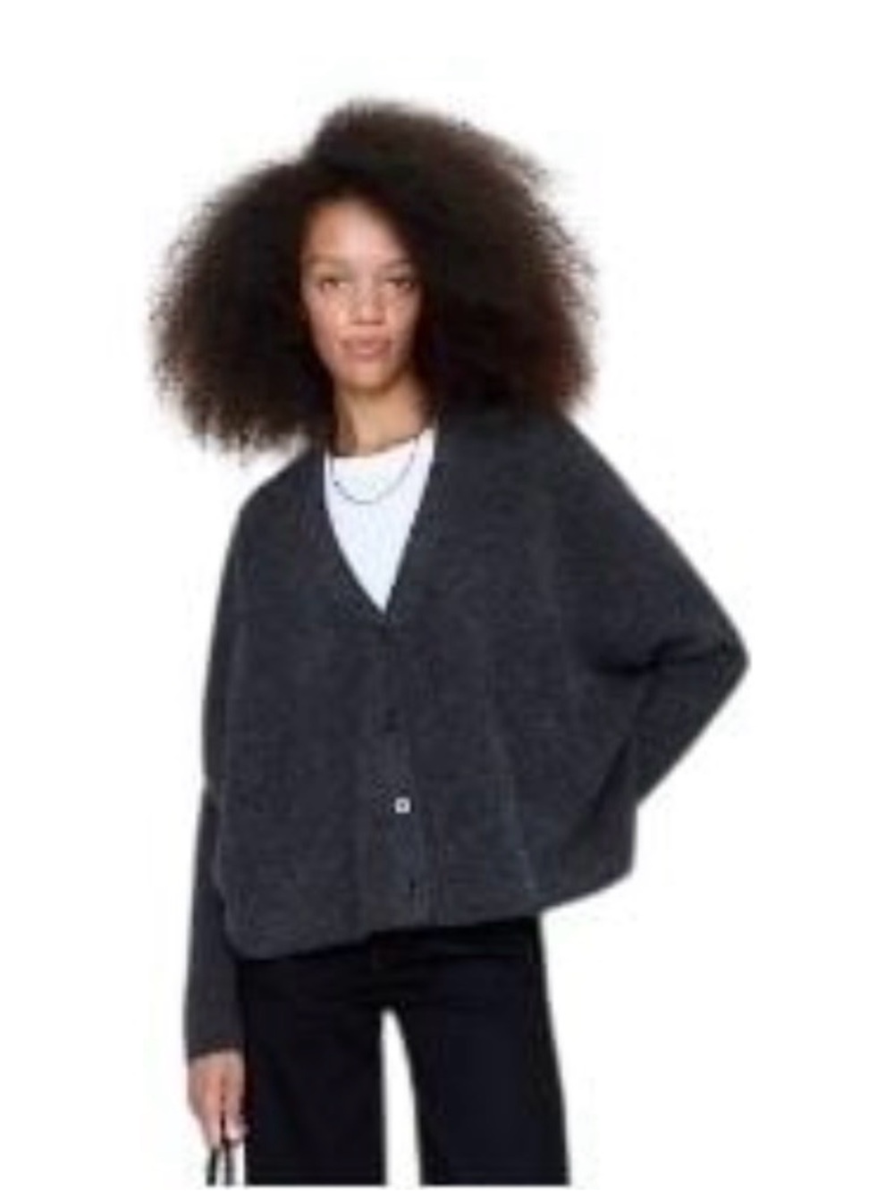 Banana Republic 100% Cashmere Charcoal V-Neck Button Cardigan